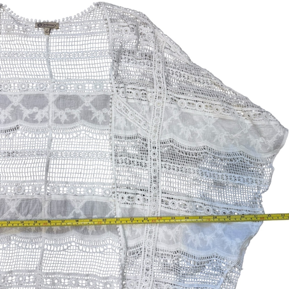 Democracy Ivory Crochet Lace Kimono Size Large - Picture 11 of 13